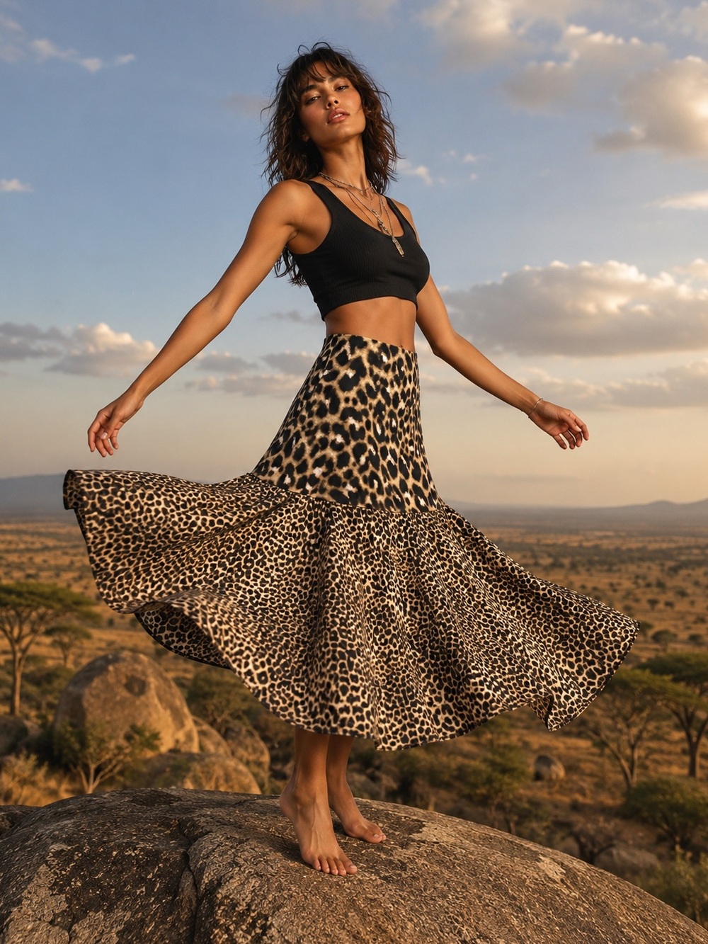 Calvin Klein sz 10 leopard print skirt midi asymmetrical length NWOT